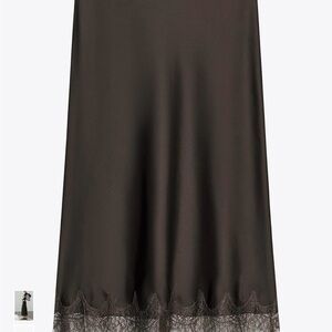 Zara Satin Effect Lace Midi Skirt